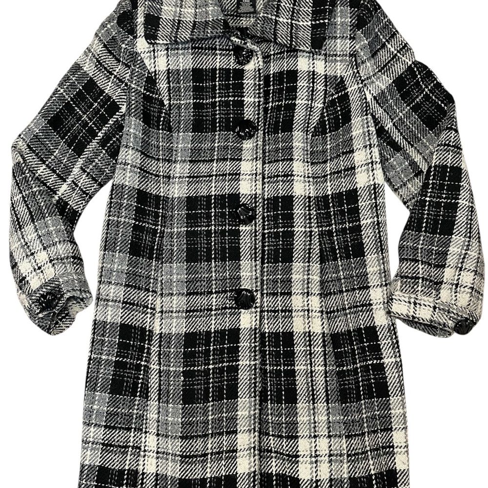 Black and White Plaid Coat